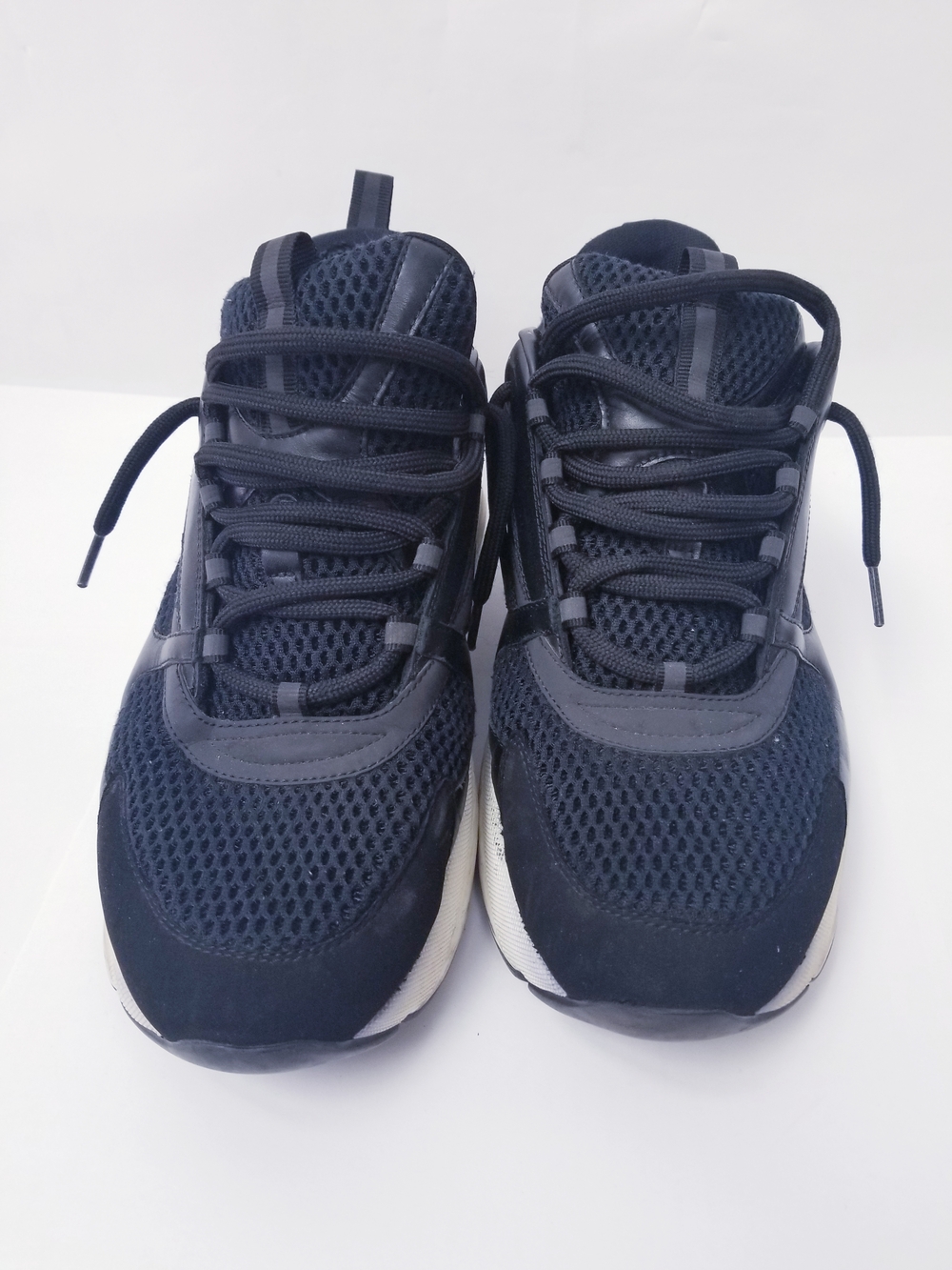 Dior Black and White Mesh Lace-Up Sneakers
